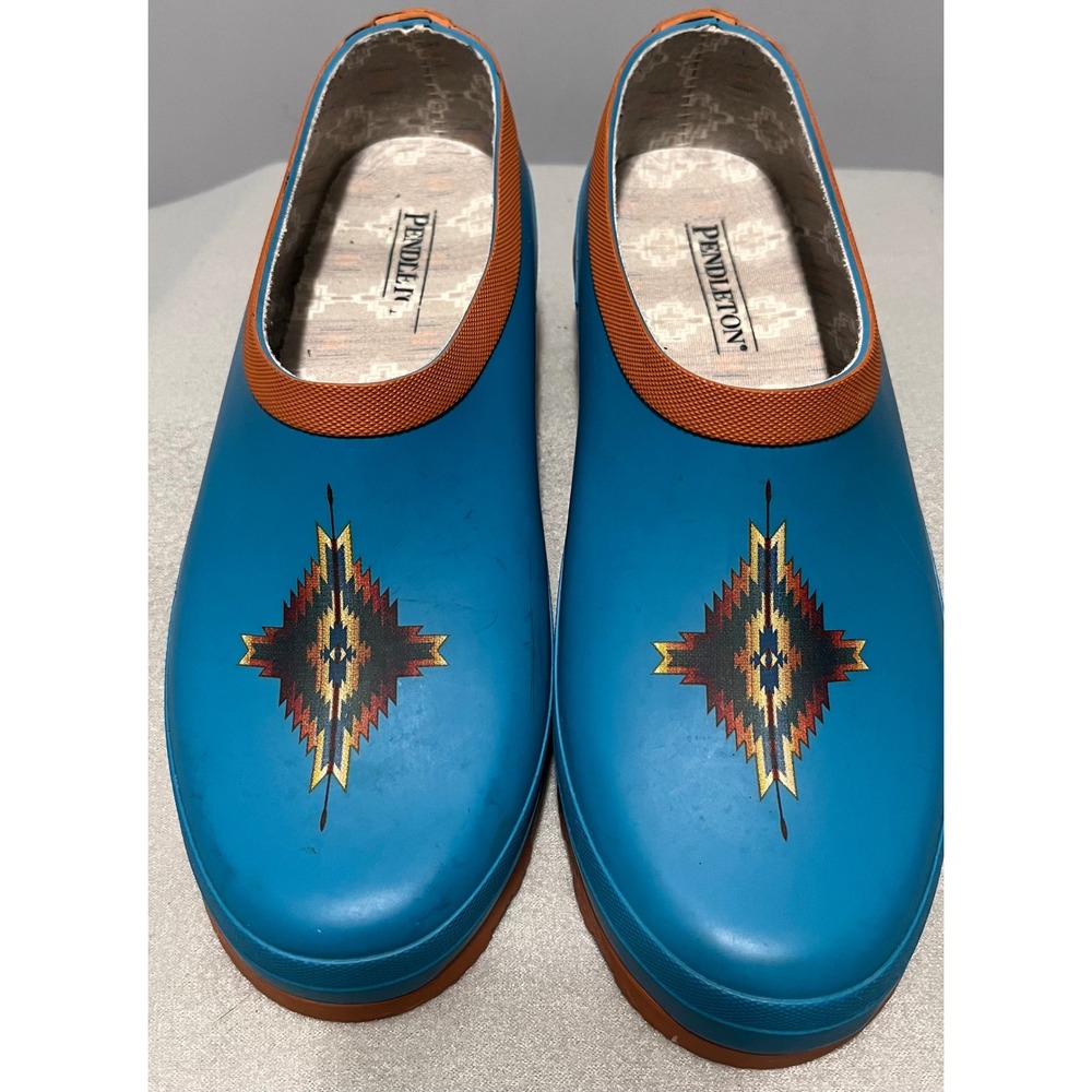 Pendleton Pagosa Springs Women's 10 Turquoise Blue Orange Rubber Garden Clogs